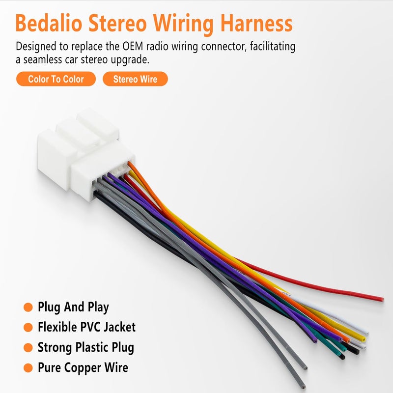 Bedalio Radio Wiring Harness Connector for Ford 1999-2006 F150/F250 Ranger Explorer Escape, 1998-2005 Lincoln Mercury - Image 2